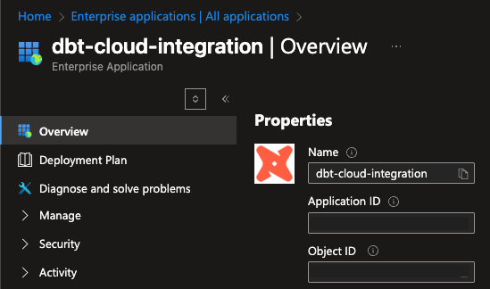 Example of the dbt-cloud-integration app overview